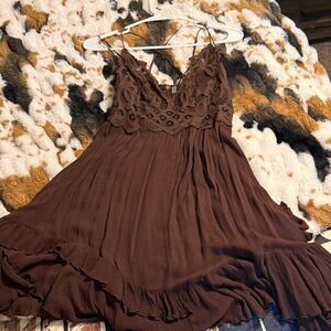 Boho Chic Brown Lace Tank Top